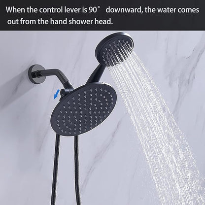 G-Promise Solid Metal Shower Head Diverter with Holder 3-Way | Spray Separately or Both, Adjustable-Angle Bracket, Anti-Leak, Smooth Knob Switch, Easy Install, Universal Replacement Part