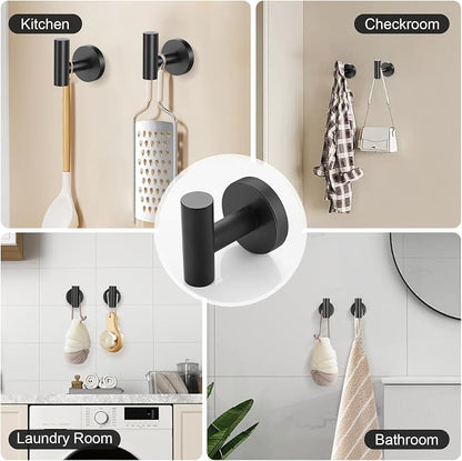Matte Black Towel Bar Set, 5-Piece Bathroom Hardware Set with Smiley Face Towel Rings, Stainless Steel Wall-Mounted Towel Rack Set 23.6 Inch