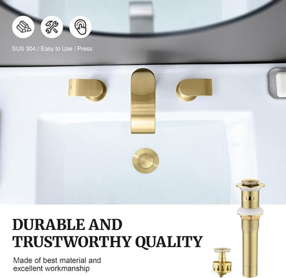 Ultimate Unicorn Bathroom Sink Stopper, with Overflow Hole, Brushed Gold | Pop Up Drain, Made of Metal, Small Cap, with Detachable Basket Stopper, Drain Fast, for Bathroom Vessel Vanity Sink Art Basin