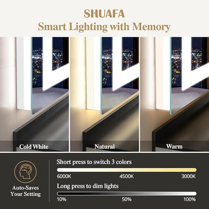 30X36 Inch Frontlit+ Backlit LED Bathroom Mirror with Lights | Bathroom Vanity Mirror for Wall, Ultra-Clear Tempered Glass, Shatter-Proof, Anti-Fog and Memory Function, ETL Listed