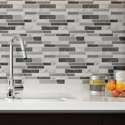 Art3d 6-Pack Peel and Stick Backsplash Wall Tile, 12 x 12 Inch, Marble Grey | Strong Adhesion, Lightweight, Cuttable, Waterproof, Fadeless, Crack Resistant, for Kitchen, Bedroom, Ideal for Recently Moved