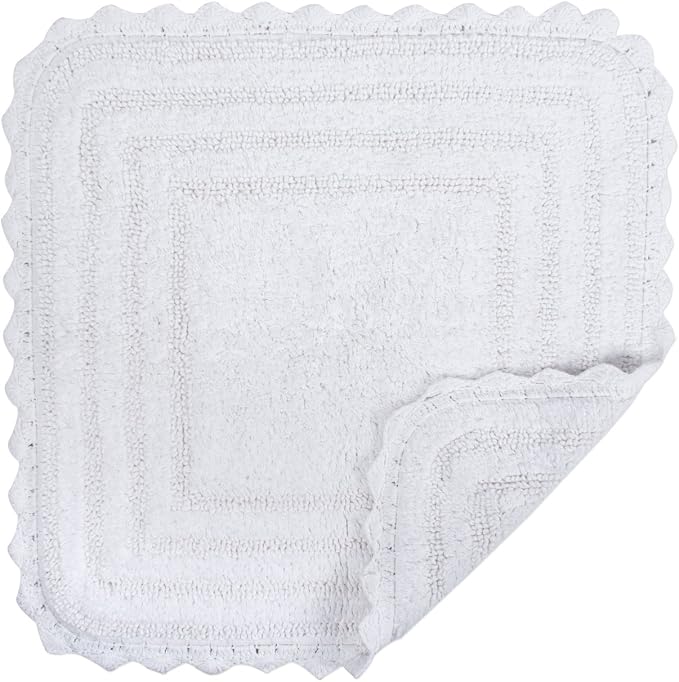 DII Crochet Collection Reversible Bath Mat, Square, 24x24, White