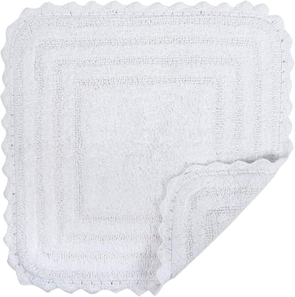 DII Crochet Collection Reversible Bath Mat, Square, 24x24, White