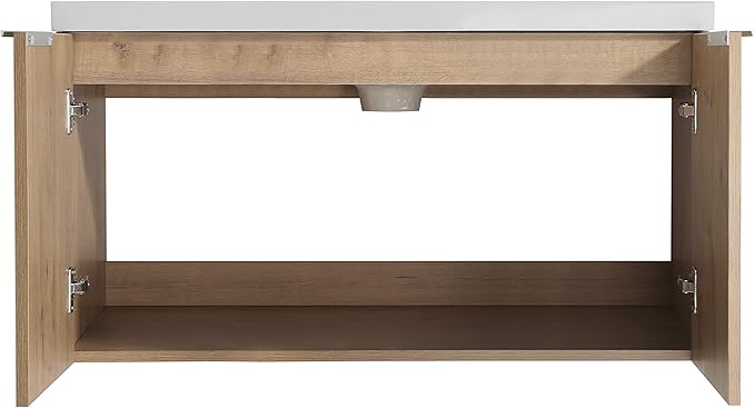 36" Floating Bathroom Vanity with Sink, 36 inch Sinle Sink Mordern Wall Mounted Bathroom Vanity Combo, Brown Bath Wall Hung Cabinet Set with Storage (006-Imitative Oak, 36 * 18)