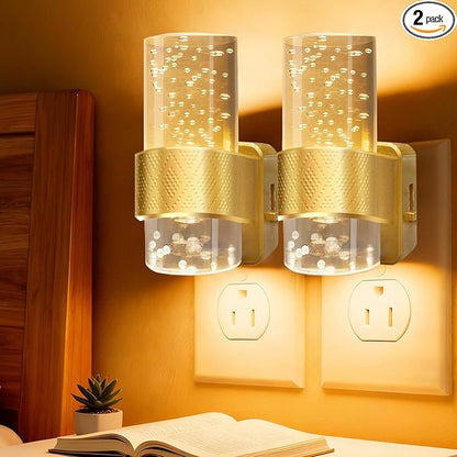 Night Lights Plug into Wall - Dimmable Nightlight with Dusk to Dawn Sensor 0-100 LM Brightness Plug in Night Light for Bathroom Bedroom Hallway (Gold)