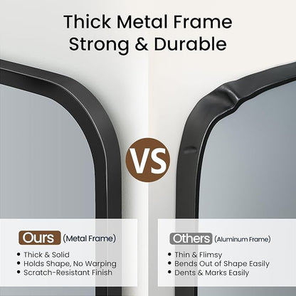 30x36 Inch Matte Black Rounded Rectangle Bathroom Vanity Mirror | For Over-Sink Bathrooms, Powder-Coated Iron Frame, Layered Shadow Box Look, Two-Way Mount, Protective Packaging
