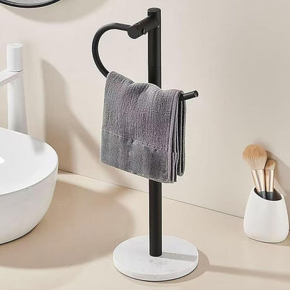 19 inch Matte Black Hand Towel Holder Stand ,Hand Towel Bar Bathroom Vanity Countertop Towel Holder Free Standing,Stainless Steel Towel Ring Hardware Accessories Towel Rack