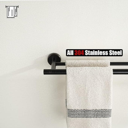 JQK Double Towel Bar, Oil Rubbed Bronze 27 Inch 304 Stainless Steel Thicken 0.8mm Bath Towel Rack for Bathroom, Towel Holder Wall Mount ORB, Useable Length 24 Inch 2 Pack, TB100L24-ORB-P2