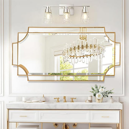 Gold Mirror for Wall, 24"x48" Large Decorative Mirrors for Wall Decor, Polished Bevelled Full Length Long Mirror for Living Room, Bathroom, Bedroom, Entryway