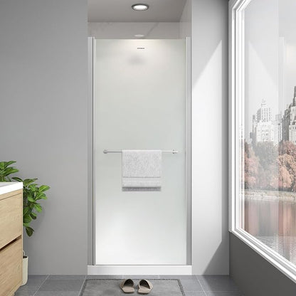 28"-30"W x 72"H Frameless Pivot Frosted Shower Door Brushed Nickel | 1/4"(6mm) SGCC Tempered Glass with Explosion-Proof Film &Nano Coating,Customizable Width
