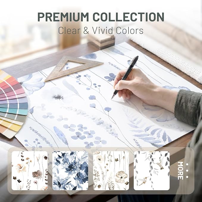 No Hook Floral Shower Curtain with Liner, Navy, 71x74 | Snap in Liner, 3 in 1, Water Repellent, Easy Install, Machine Washable, Hotel Style for Bathroom, Watercolor Pattern