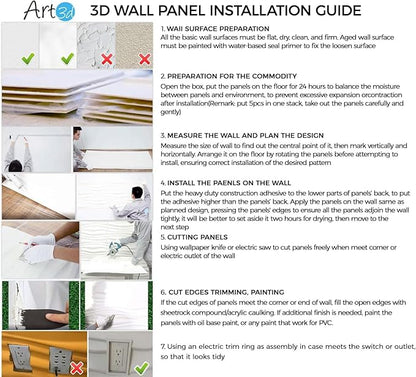 Art3d 19.7" x 19.7" (Pack of 12) Wall Panel Wave, Gray