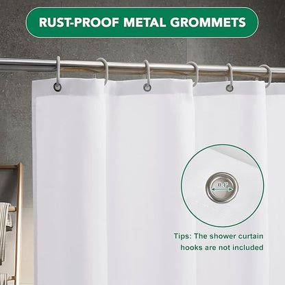 Biscaynebay Fabric Shower Curtain Liner 72x72 Inch-4 Packs White Water Resistant Bathroom Curtains-Hotel Soild Polyester Shower Liners Washable with Magnets