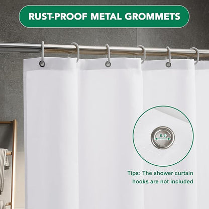 Fabric Shower Curtain Liner 72x72 Inch-White Shower Liners with Magnets | 4 Packs Hotel Quality Standard Size Water Resistant Shower Liners for Bathroom-Machine Washable Cloth Polyester Bath Curtain