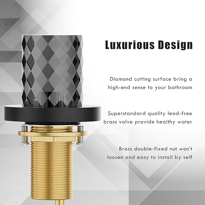 Bathroom Faucets for Sink 3 Hole, Bathroom Sink Faucet Widespread 8 Inch, Matte Black Faucet with Pop Up Drain and Hose