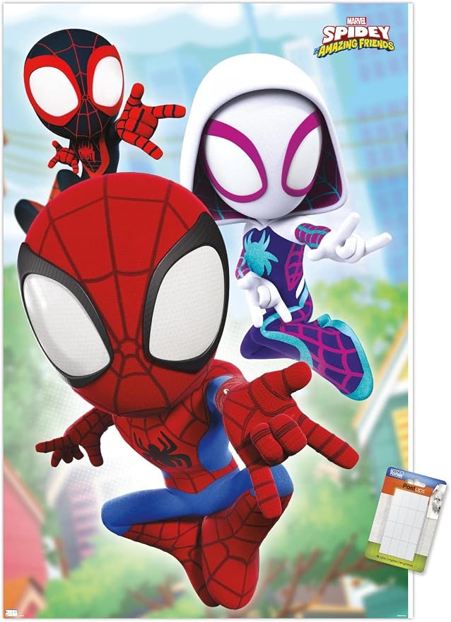 Trends International Marvel Spidey and His Amazing Friends - Webs Wall Poster, 14.72" x 22.37", Premium Poster & Mount Bundle