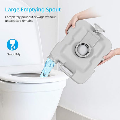 YITAHOME Portable Toilet Travel 5.3 Gallon RV Potty | Detachable Tank, Double Outlet Water Spout, for Camping, Boating, Hiking, Trips, Gray