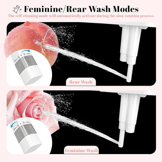 Bidet Attachment for Toilet,Non-Electric Ultra-Thin With,Rear/Feminine Wash,Dual Nozzles (Adjustable Angle), Adjustable Water Pressure, Cold Water Only, White