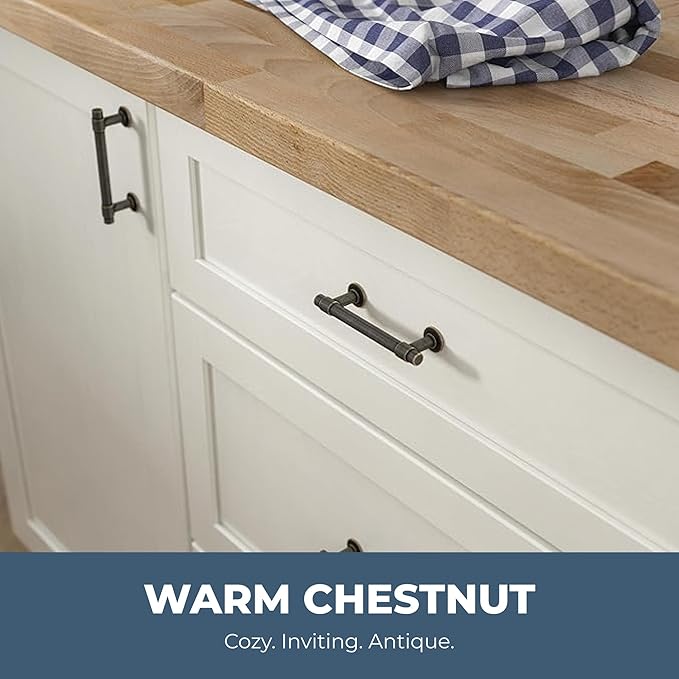 Franklin Brass Francisco (10-Pack) Cabinet Handles 3" Hole Center Pulls | Warm Chestnut Hardware for Kitchen Drawers, Dressers, Furniture P29520K-WCN-B