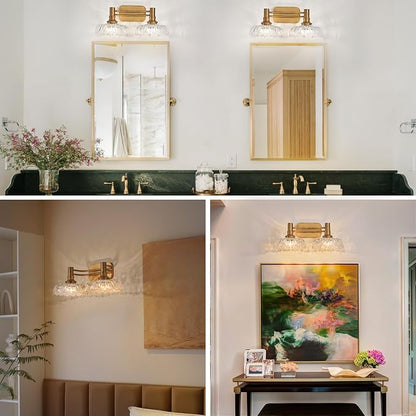 Vintage Wall Sconces 2-Light Bathroom Light Fixtures Brass Vanity Light Over Mirror for Bathroom Bedroom Hallway Farmhouse Vintage Lights