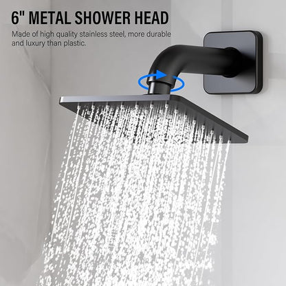 Esnbia Shower Faucet Set, Shower Head and Handle Set with 6-Inch Rain Shower Head and Tub Spout, All Metal Single-Handle Bathtub Shower Faucet Trim Kit (Shower Valve Include), Matte Black | Complete tub and shower trim kit with 6-inch rainfall head, si...