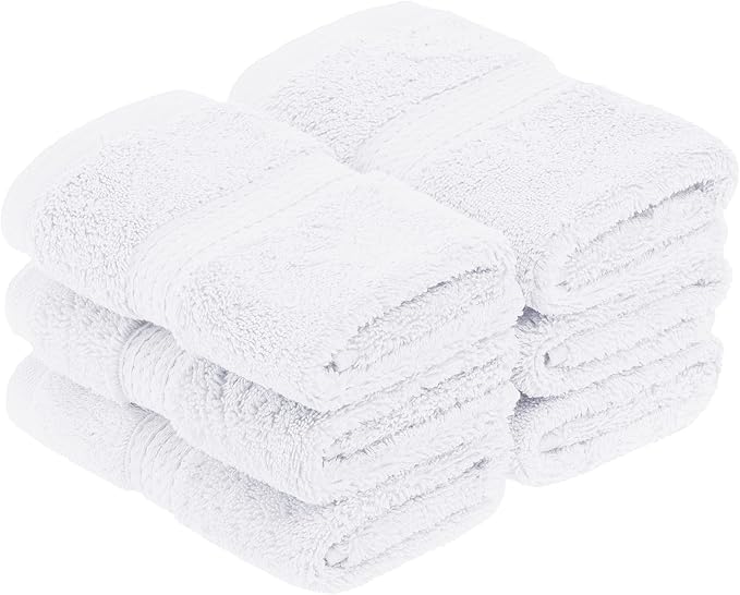 Superior Egyptian Cotton Plush & Absorbent, Face Towel Set of 6, White | Quick Dry, Soft Luxury Towel Set, Bath Essentials for Bathroom, Guest Bath, Spa, 2 Piece Face, Madeline Towels