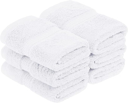 Superior Egyptian Cotton Plush & Absorbent, Face Towel Set of 6, White | Quick Dry, Soft Luxury Towel Set, Bath Essentials for Bathroom, Guest Bath, Spa, 2 Piece Face, Madeline Towels