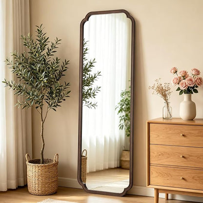 Full Length Mirror Wall Mounted 71"x24", Rustic Wooden Frame Floor Mirror, Large Full Body Mirror for Bedroom, Leaning or Hanging Against Wall (Walnut Solid Wood)