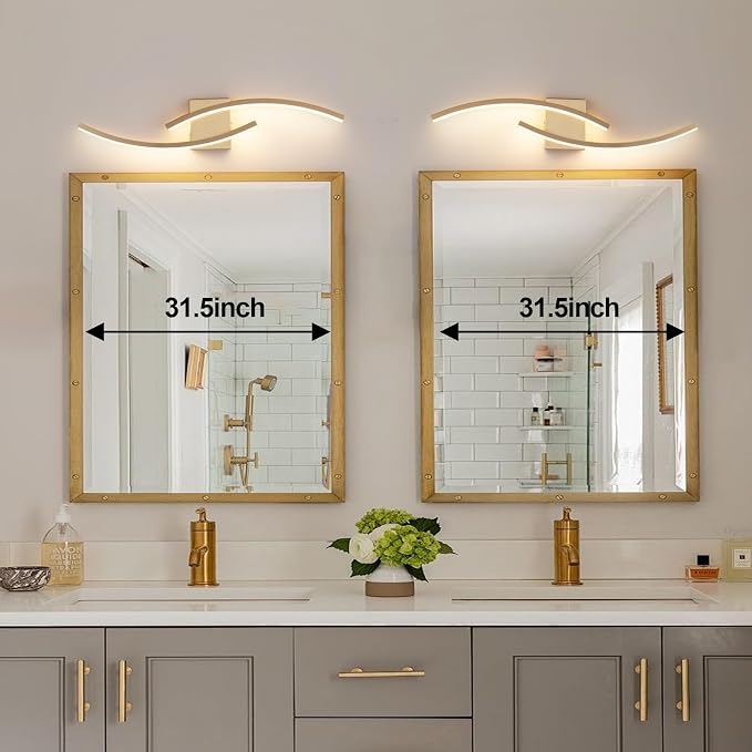 31.5 inch Modern Bathroom Vanity Light Gold Lights Fixtures Dimmable 5CCT Led Bathroom Light Fixture Over Mirror Modern Wall lamp for Cabinet Hallway