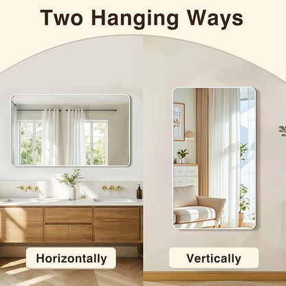 Vanity Bathroom Mirror, 50”x30” Silver Bathroom Mirror for Over Sink | HD Tempered Glass, Anti-Rust Frame, Vertical or Horizontal, Wall Mirrors for Bathroom Sink, Living Room, Entryway, Bedroom