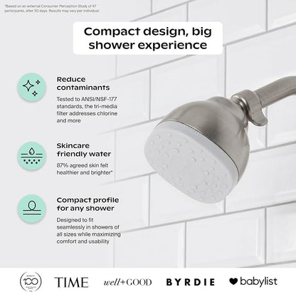 Canopy Mini Filtered Shower Head - Compact Filter for Hard Water - Chrome