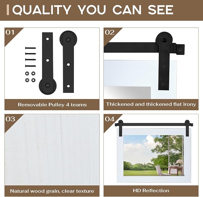COGOOD Farmhouse Bathroom Mirrors for Over Sink - 26 x 41 Pure White | Rustic Barn Door Wood Framed Vanity Mirror for Entryway, Living Room, Bedroom, Dresser Wall Decor