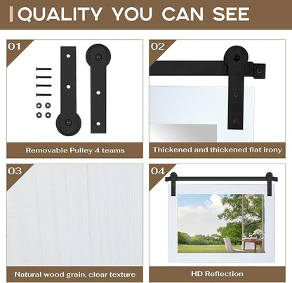 COGOOD Farmhouse Bathroom Mirrors for Over Sink - 26 x 41 Pure White | Rustic Barn Door Wood Framed Vanity Mirror for Entryway, Living Room, Bedroom, Dresser Wall Decor