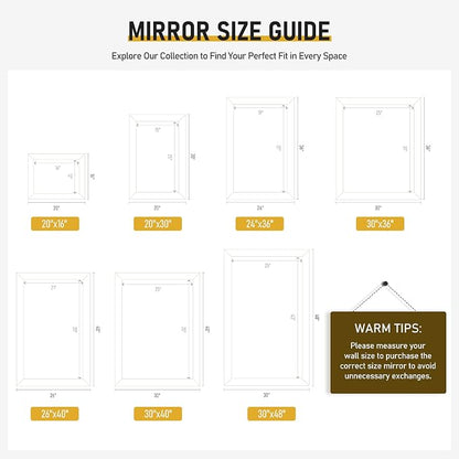 White Wood Wall Mirror for Bathroom,Rectangle 20 x 16 inch Vanity Mirrors | Hanging Mirror with Wooden Frame for Living Room,Bedroom,Entryway