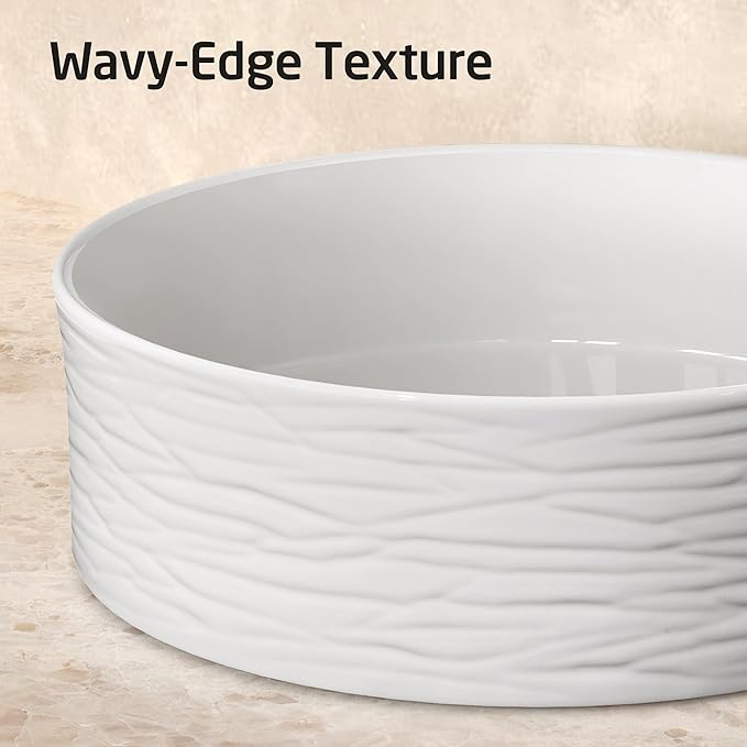 KES Bathroom Vessel Sink, Bowl Sink for Bathrooms 16 Inch Sink Bowl for Bathroom Vanity, Bathroom Sinks Above Counter RV Bathroom Countertop Round Ceramic White, BVSC138