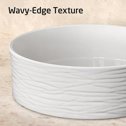 KES Bathroom Vessel Sink, Bowl Sink for Bathrooms 16 Inch Sink Bowl for Bathroom Vanity, Bathroom Sinks Above Counter RV Bathroom Countertop Round Ceramic White, BVSC138