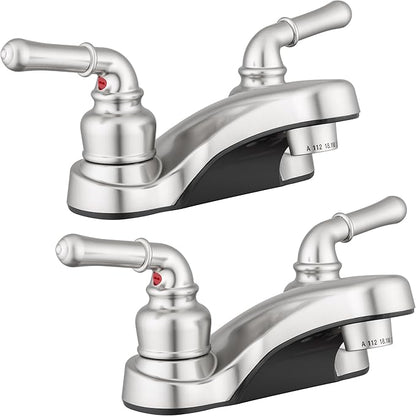 Pacific Bay Lynden Bathroom Sink Faucet - Metallic Plating Over Lightweight ABS Plastic (Brushed Satin Nickel) - 2 Pack