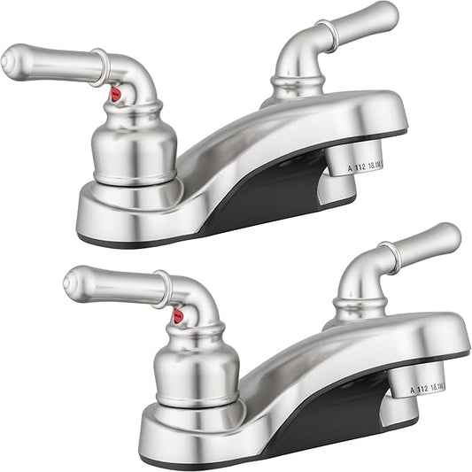 Pacific Bay Lynden Bathroom Sink Faucet - Metallic Plating Over Lightweight ABS Plastic (Brushed Satin Nickel) - 2 Pack
