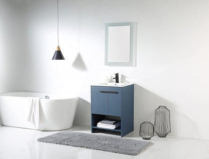 Phoenix 24 Inch Bathroom Vanity with Sink – Modern Design, Soft-Close Doors, Storage Drawers, Durable Build – Navy Blue Vanity for Small Bathrooms (Full Assembly Required)