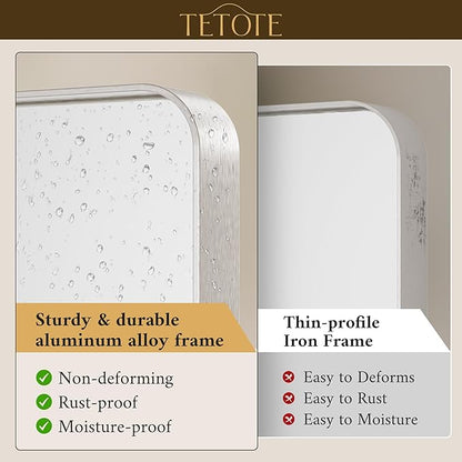 TETOTE Brushed Nickel Bathroom Mirror 24 x 36 Inch for Vanity Metal Framed Mirror Modern Farmhouse for Living Room Entryway(Horizontal/Vertical)