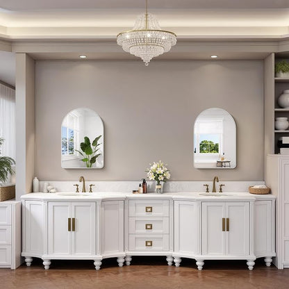 FORBATH Arched Bathroom Mirror 20x28 Inch, Silver Bathroom Mirror Wall Mounted Modern Aluminum Alloy Frame Arch Mirror for Bedroom Living Room Entryway, Hanging or Leaning Against Wall