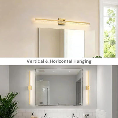 L LOHAS LED 48 Inch Gold Vanity Light Bar Over Mirror Acrylic Shade 3CCT | Modern Gold LED Bathroom Lighting With Bubbled Acrylic Shade, Adjustable Vanity Fixture for Mirror and Living Room Wall