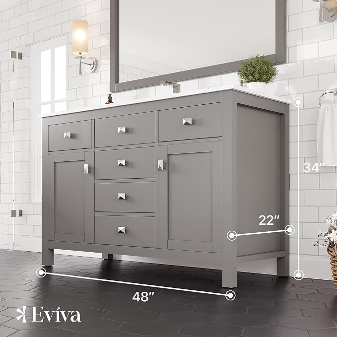 Artemis 48 in. Gray Single Sink Bath Vanity with Engineered Stone Top and Undermount Porcelain Sink