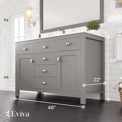 Artemis 48 in. Gray Single Sink Bath Vanity with Engineered Stone Top and Undermount Porcelain Sink