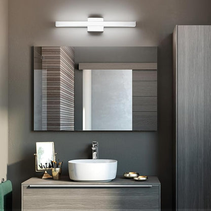 LED Modern Bathroom Vanity Light Fixtures (24-Inch, Cool White 6000K), Modern Acrylic Bathroom Wall Lighting Fixtures for Bathroom Over Mirror, Chrome