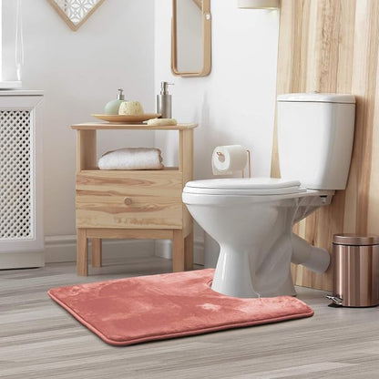 Clara Clark Bathroom Rugs, Velvet Memory Foam Bath Mat, Non-Slip, Machine Washable Bath Rugs - Dries Quickly, Ultra Soft Plush Bath Mats for Bathroom, 20 x 24, Misty Rose
