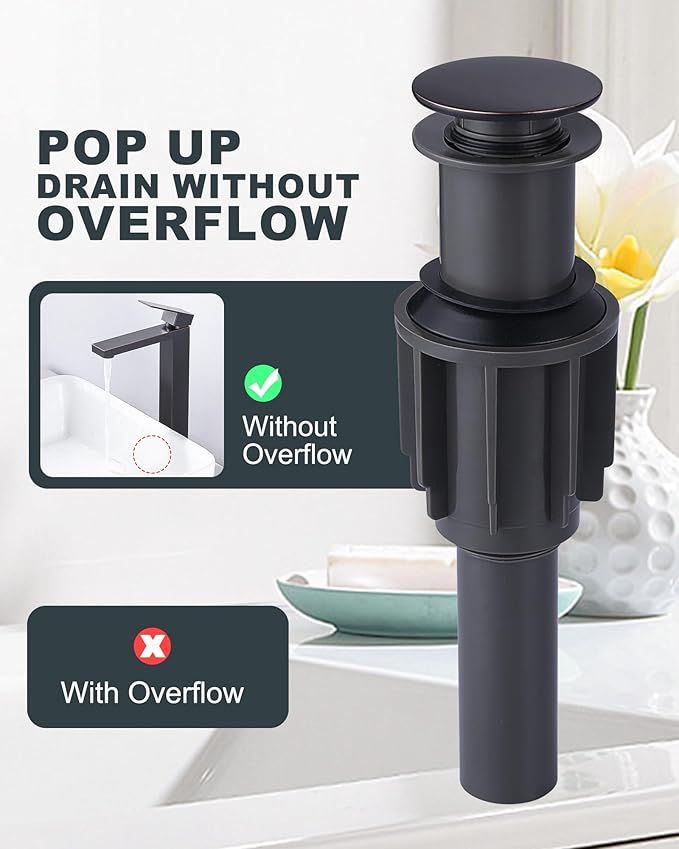 Vessel Sink Faucet Single Hole: ARCORA Oil Rubbed Bronze Tall Bathroom Faucet, Single Handle Tall Waterfall Bathroom Faucet with Pop Up Drain and cUPC Supply Lines