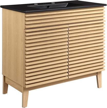 Modway Render 36" Bathroom Vanity in Oak Black