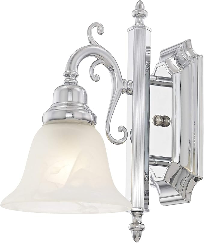 Livex Lighting 1281-05 Bath Vanity with White Alabaster Glass Shades, Chrome