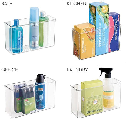 iDesign AFFIXX Plastic Wall Mount Organizer for Kitchen Bathroom, Office, Bedroom, Garage, Craft Room, 3.5" x 11" x 6.5", Clear